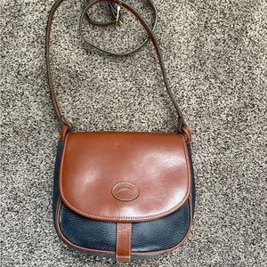 Delfino Crossbody Vintage leather Navy and brown purse